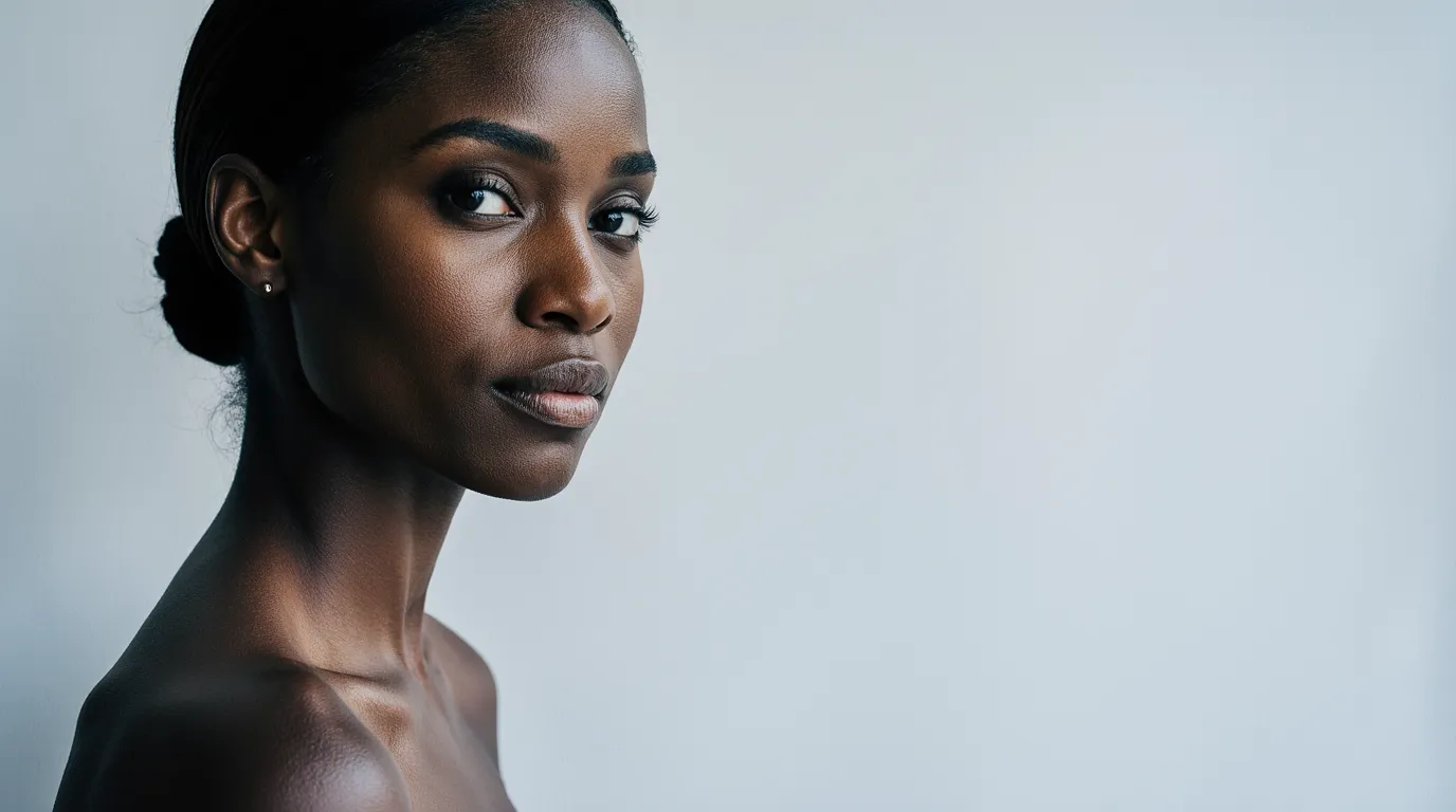 A person with calm, healthy skin