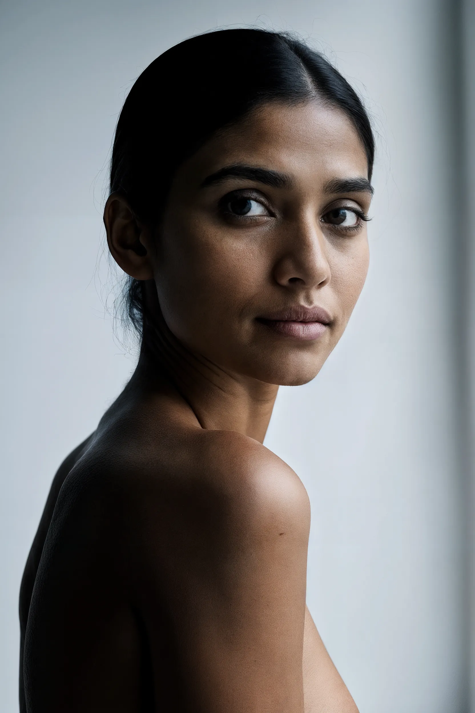 A person with medium-deep brown skin